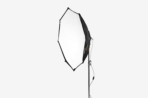 Une lumière tungstène Dedolight DLH1000S+, montée sur son support.